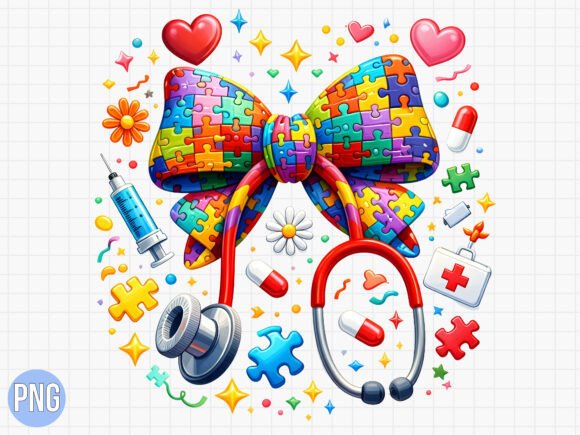 Autism Awareness Nurse Stethoscope PNG