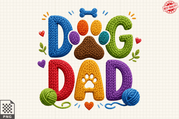 Dog Dad Faux Yarn PNG: Craft Unique Pet Apparel