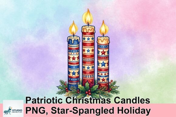 Elevate Your Season with Star-Spangled Holiday Decor and Patriotic Christmas Candles PNG