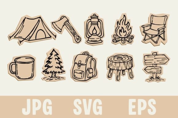 Evaluating Rustic Camping Scrapbook Element Design for Creative Projects