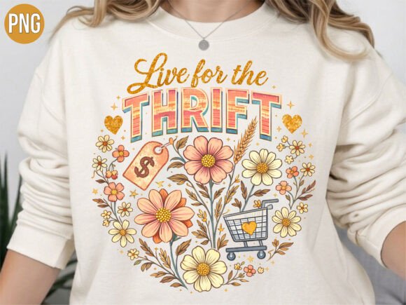 Evaluating the Live for the Thrift Floral PNG for Creative Projects