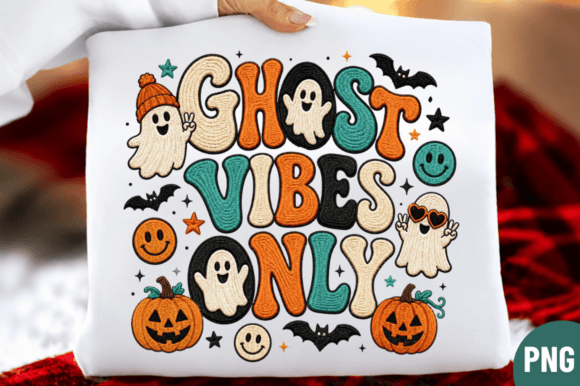 Ghost Vibes Only Faux Yarn T-Shirt PNG