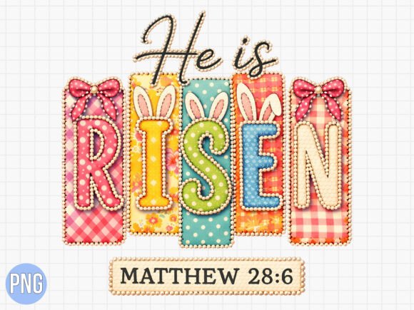 He is Risen Easter Bunny Floral PNG: Elevating Faith-Based Spring Designs