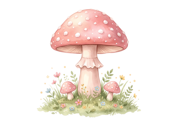 Pink Mushroom PNG: Whimsical Fairy Garden Art