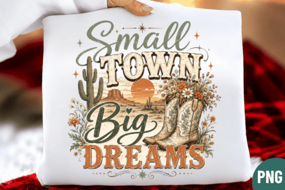 Small Town Big Dreams Faux Yarn T-Shirt Design
