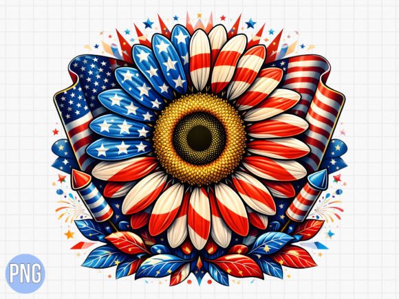 Strategic Visual Positioning with the 4th of July Sunflower American Flag PNG